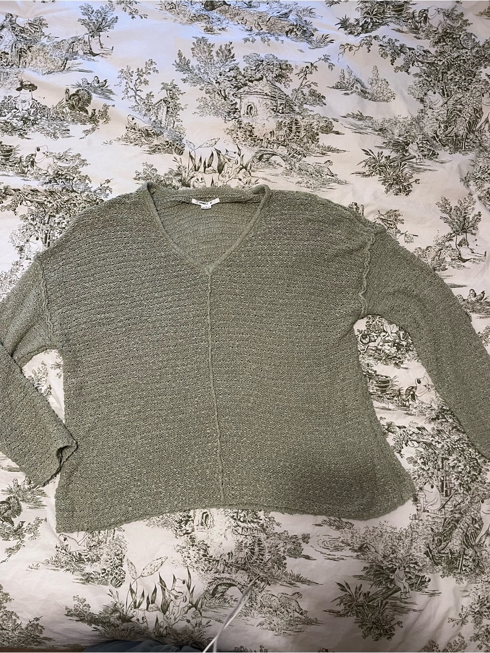 O'Neill sage green V-Neck Women's open knit Sweater